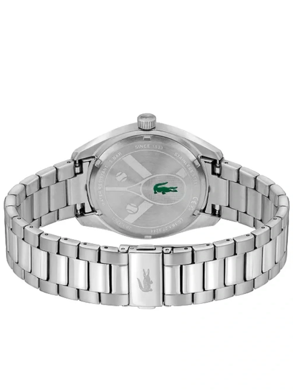 Lacoste Silver Stainless Steel Watch with Orange Dial